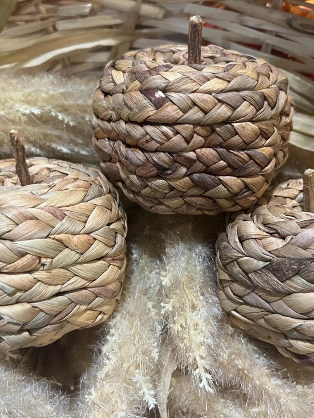 3 Braided Pumpkins Mix Home Autumn Fall Table Decoration